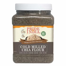 Pride Of India - Raw Black Chia Seed Meal Flour - Cold Milled - Omega-3 & Fiber Superfood, 1 Pound (16oz) Jar 16 oz